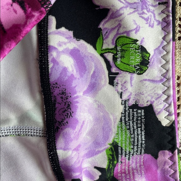 Victoria's Secret Pants - Victoria's Secret Purple and Black Floral Leggings /sorry not bikini bottom